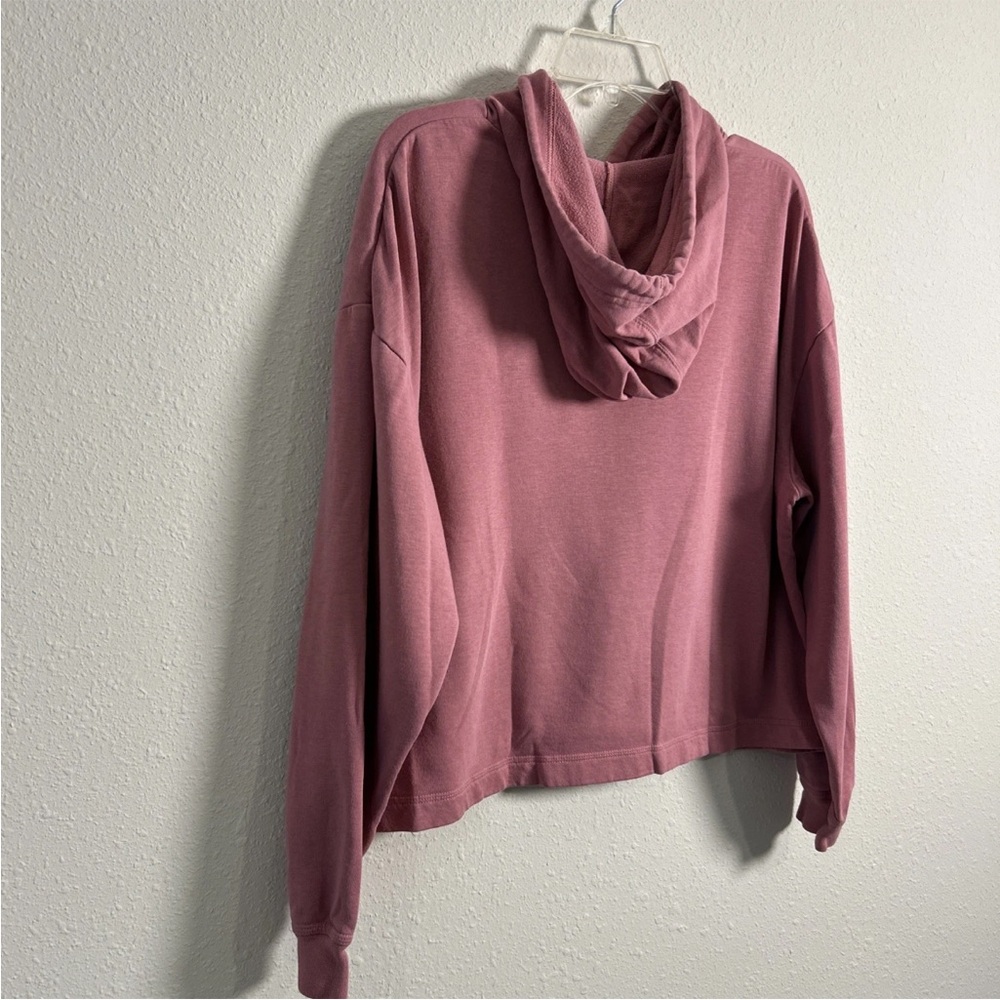 Nike Hoodie Womens Lg Pink Fleece Center Textured Swoosh Logo Slightly Cropped - Picture 8 of 9